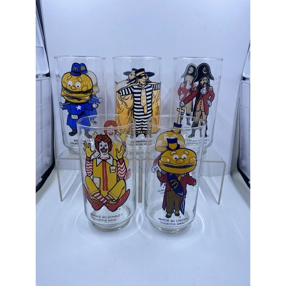 1977 McDonaldland Glasses Set of 5 Ronald McDonald Mayor Hamburglar Big Mac Croo - Picture 4 of 10